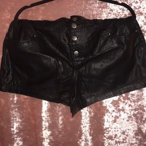 High Rise Faux Leather Shorts